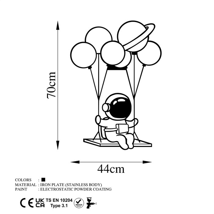 Wallity Astronaut 1 Escultura de pared de metal negra Wallity Astronaut 1 Escultura de pared de metal negra